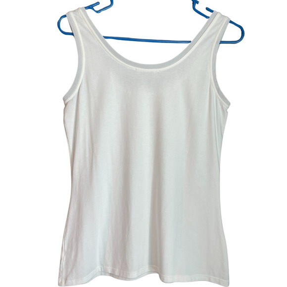 Lot of 2 Sz M White Knit Tank Tops WHBM Embellished Loft Lace Good for Layering - Picture 15 of 16